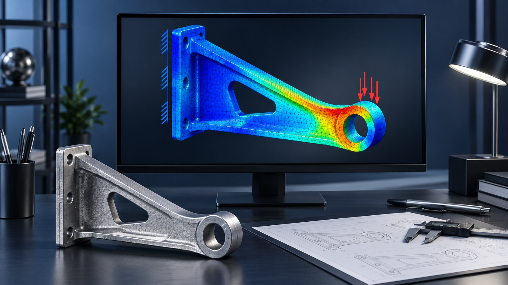Análise estrutural por elementos finitos para o curso SolidWorks Simulation